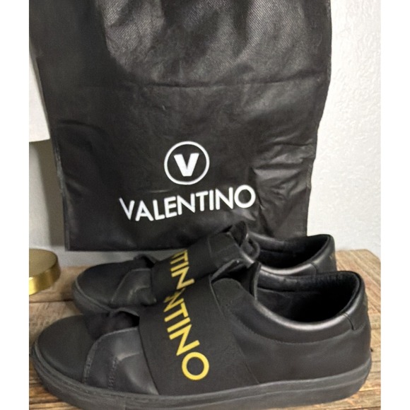 Valentino Men\'s Black Low Top Sneakers Hook & Loop Logo Strap w/ Dust Bag main image 5